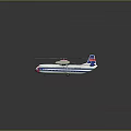 Unique Passenger Aircraft With Large Wings Multiple Propellers And Blue White Red Stripes Design