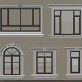 Casement Windows With Various Styles White Frames And Black Sashes Design 3d model