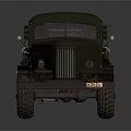 Vintage Olive Green Military Truck With Open Cargo Bed And Six Wheels