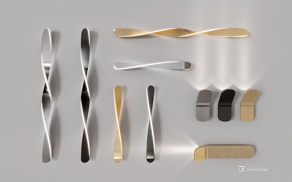 Modern Wall Lamps With Sleek Metal Curved Design And Gold Silver Finishes 3d model 
