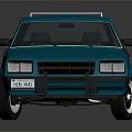 Blue Vintage Station Wagon Car With Roof Rack And Black Wheels