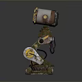 Vintage Household Tool Featuring Yellow Red Components Metal Structure And Rotating Wheels Dial
