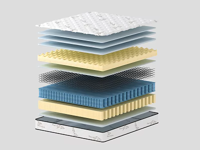 Comfortable Mattress Layered Structure With Supportive Foam And Spring Layers 3d model