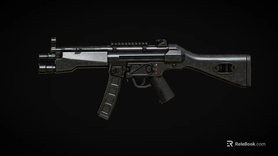 Tactical Black Weapon With Detachable Magazine Picatinny Rail And Ergonomic Grip 3d model 