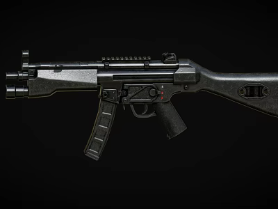 Tactical Black Weapon With Detachable Magazine Picatinny Rail And Ergonomic Grip 3d model