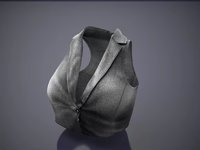Stylish Gray Sleeveless Vest With Lapel And Single Button Closure Design 3d model