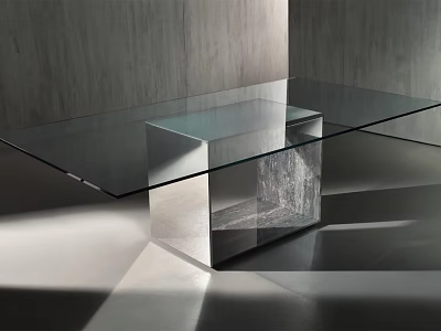 Modern Minimalist Tea Table and Chairs with Transparent Glass Top and Polished Metal Frame 3d model