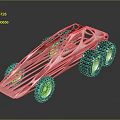 Red Futuristic Off Road Buggy With Open Metal Frame And Large Tires Design