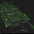 Green Modern Military Tank with Long Barrel Track System Turret and Headlights