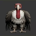 Realistic 3D Rendered Vulture With Red Head White Neck Feathers And Gray Body