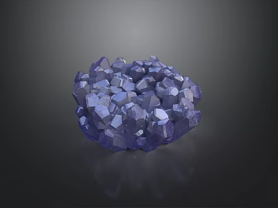 Purple Crystal Pile Made of Small Shiny Geometric Crystals with Glossy Surface 3d model