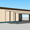 Modern Chinese Entrance Gate Design With Beige Wall And Dark Wood Frames