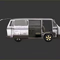 Silver Modified Van With Open Doors Interior Space And Gold Wheels