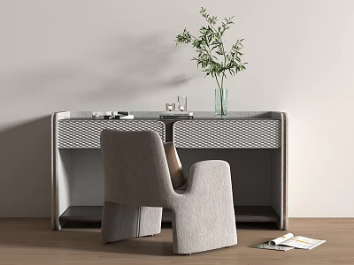 Modern Home Desk With Mesh Design Chair Green Plant Vase And Wooden Floor 3d model Modern Home Desk With Mesh Design Chair Green Plant Vase And Wooden Floor 3d model