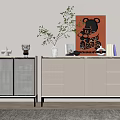 Cream wind home porch cabinet 3d model