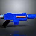 Blue Pixelated Gun 3D Render With Black Grip And Orange Central Component