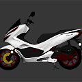Sleek Modern White Motorcycle With Red Accents Black Seat And Yellow Rims