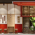 Chinese Style Restaurant With Open Layout Food Display And Green Plants Decoration