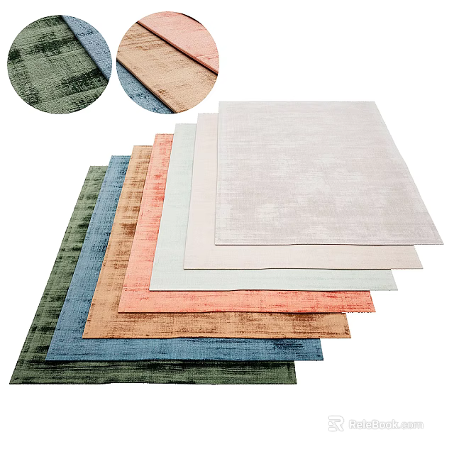 Stylish Square Rugs in Multiple Colors Stacked for Home Interior 3d model