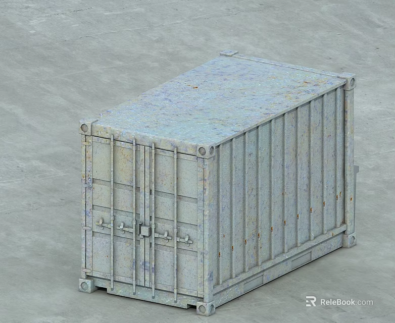 Sturdy Rustic Gray Metal Swing Door On Industrial Storage Container 3d model 