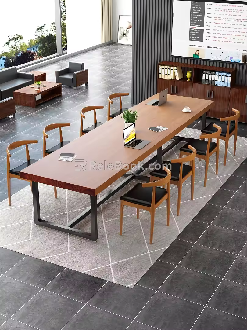 Modern Conference Table and Chair Conference Table and Chair Combination 3d model