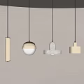 Modern Minimalist Pendant Lights with Four Different Shapes in Beige and Light Gray Hanging Design
