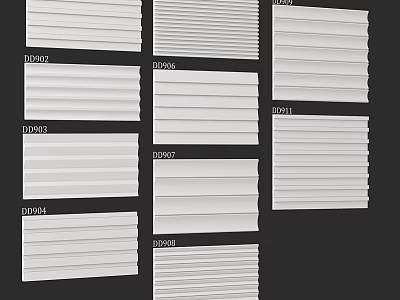 Various Gypsum Cornice Profiles with Different Decorative Designs for Home Interior Decoration 3d model