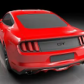 Red Sports Car With Mustang Logo Sleek Body And Black Wheels Front Design