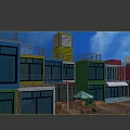 Colorful Modern Container Building With Glass Windows Balconies And Wooden Deck