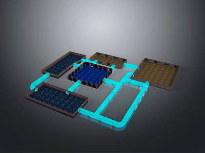 Stunning Natural Scenic Landscape With Blue Water Areas Brown Land Patches And Winding Paths 3d model