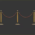 Golden Stanchion Barrier With Red Ropes White Bases And Reflective Floor Background