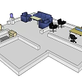 Modern Interior Layout Featuring Sofa Coffee Table Combination Desk And Chairs