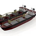 Two Large Cargo Ships with Open Cargo Holds and Deck Cranes 3d model