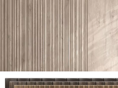 Modern Interior Background Wall With Vertical Wooden Slats And Light Wood Texture Design 3d model