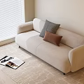 Modern double sofa carpet book pillow 3d model