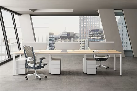 Modern Office Desk and Chair Office Staff Desk 3d model