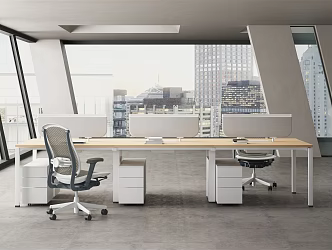 Modern Office Desk and Chair Office Staff Desk 3d model