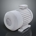 White Electric Motor With Ribbed Casing Base Mount And Front Vent Grille 3d model