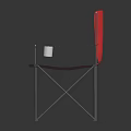 Red Folding Chair With Metal Frame Armrests And Cup Holders Modern Design