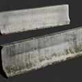 Aged Road Facilities Showing Concrete Barriers With Surface Stains And Moss 3d model