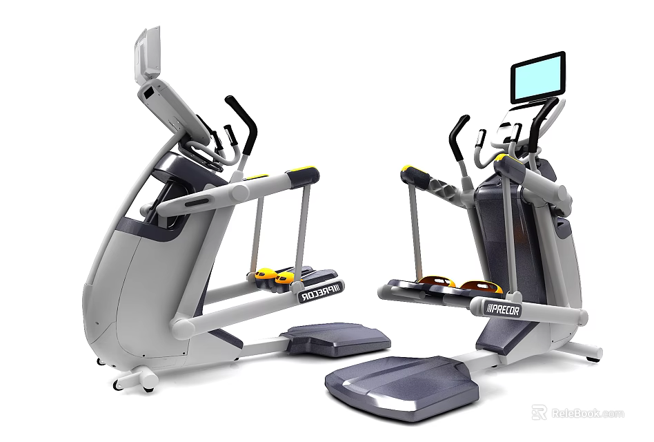 Modern Elliptical Exercise Machines with PREVA Digital Screen and Ergonomic Design 3d model 
