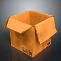 Durable Orange Open Cardboard Box For Household Storage And Packaging Use 3d model