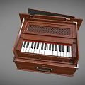 Vintage Brown Wooden Harmonium Musical Instrument With Keyboard And Carrying Case Design