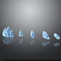 Five Blue Wood Stone Decorative Pieces Arranged On Black Background With Reflection 3d model