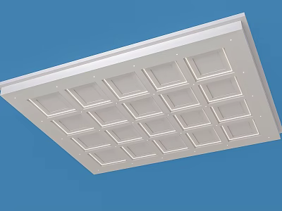Modern White Ceiling Design With Square Grid Pattern And Embedded Panels 3d model