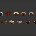 Group of Cartoon Characters with Diverse Hairstyles Clothing and Shoes Standing Together