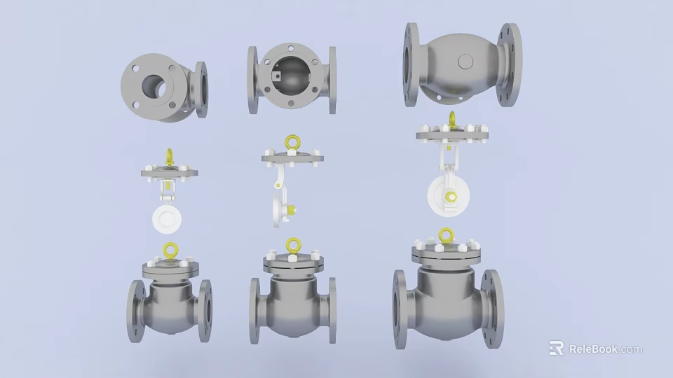 Various Types of Industrial Metal Pipes with Flange Valves and Fitting Components 3d model 