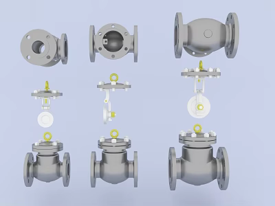 Various Types of Industrial Metal Pipes with Flange Valves and Fitting Components 3d model