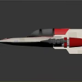 Futuristic Spacecraft Model With Red And White Body Gray Engines And Wings