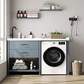 Functional Balcony Cabinet with Washer Storage Organized Toiletries Towels and Plant